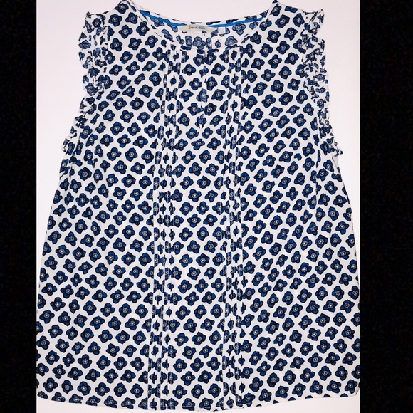 Boden Tops - BODEN CLARA WHITE NAVY BLUE FLORAL SLEEVELESS TOP